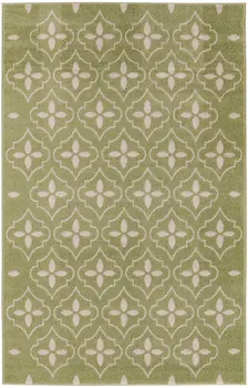 4' X 6' Green And Ivory Geometric Indoor Outdoor Area Rug