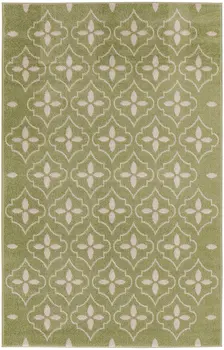 4' X 6' Green And Ivory Geometric Indoor Outdoor Area Rug