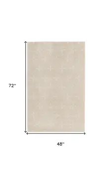 4' X 6' Ivory And Beige Geometric Indoor Outdoor Area Rug