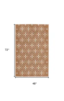 4' X 6' Copper Geometric Indoor Outdoor Area Rug