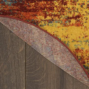 8' Flame Round Abstract Indoor Outdoor Area Rug