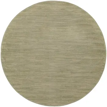 8' Green And Gold Round Abstract Indoor Outdoor Area Rug
