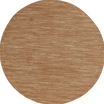 8' Rust Round Abstract Indoor Outdoor Area Rug