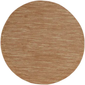 8' Rust Round Abstract Indoor Outdoor Area Rug