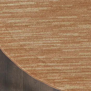 8' Rust Round Abstract Indoor Outdoor Area Rug