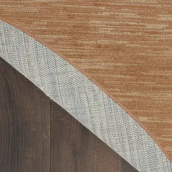 8' Rust Round Abstract Indoor Outdoor Area Rug