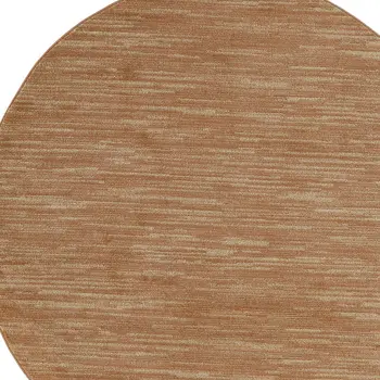 8' Rust Round Abstract Indoor Outdoor Area Rug
