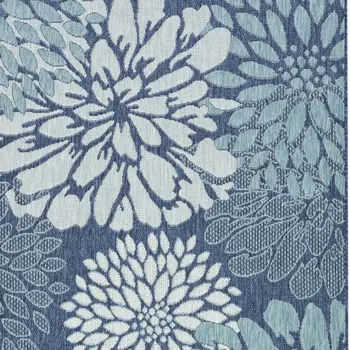 4' X 6' Navy Blue Floral Indoor Outdoor Area Rug