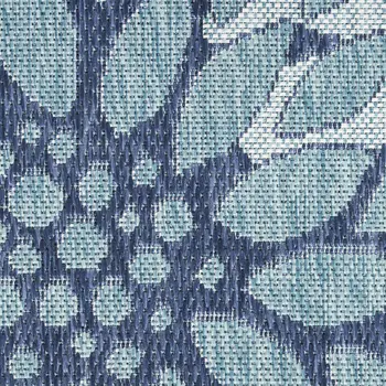 4' X 6' Navy Blue Floral Indoor Outdoor Area Rug