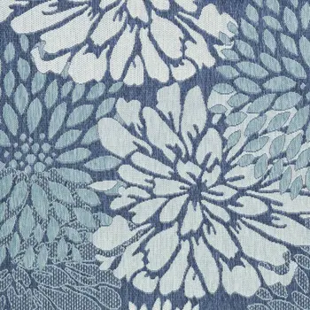 4' X 6' Navy Blue Floral Indoor Outdoor Area Rug