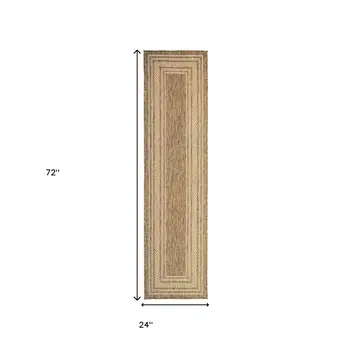 6' Natural Geometric Indoor Outdoor Runner Rug
