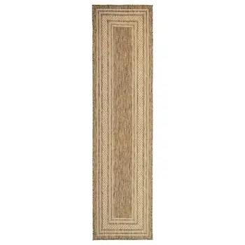 6' Natural Geometric Indoor Outdoor Runner Rug