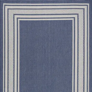 4' X 6' Navy Blue And Ivory Geometric Indoor Outdoor Area Rug