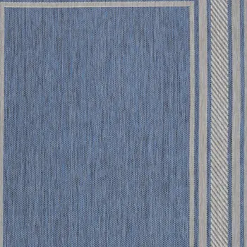 4' X 6' Denim Blue And Ivory Geometric Indoor Outdoor Area Rug