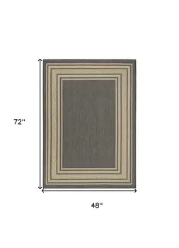 4' X 6' Charcoal Geometric Indoor Outdoor Area Rug