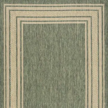 4' X 6' Green Geometric Indoor Outdoor Area Rug
