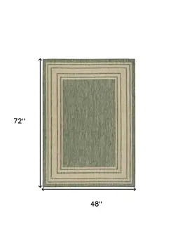 4' X 6' Green Geometric Indoor Outdoor Area Rug