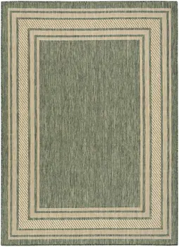 4' X 6' Green Geometric Indoor Outdoor Area Rug