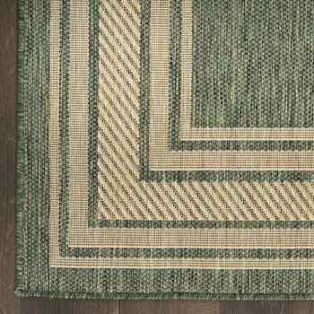 4' X 6' Green Geometric Indoor Outdoor Area Rug