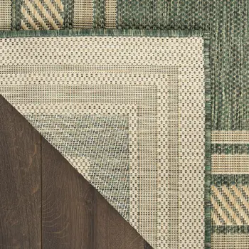 4' X 6' Green Geometric Indoor Outdoor Area Rug