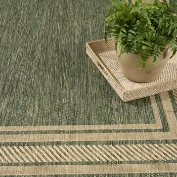 4' X 6' Green Geometric Indoor Outdoor Area Rug