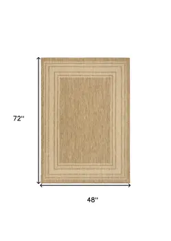 4' X 6' Natural Geometric Indoor Outdoor Area Rug