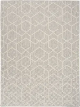 4' X 6' Gray And Beige Geometric Indoor Outdoor Area Rug