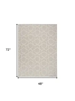 4' X 6' Gray And Beige Geometric Indoor Outdoor Area Rug