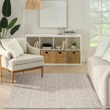 4' X 6' Gray And Beige Geometric Indoor Outdoor Area Rug
