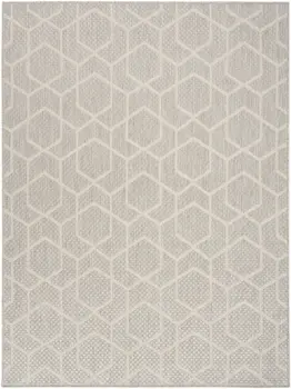 4' X 6' Gray And Beige Geometric Indoor Outdoor Area Rug