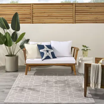 4' X 6' Gray And Beige Geometric Indoor Outdoor Area Rug