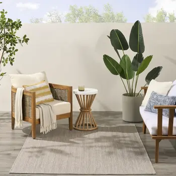 4' X 6' Gray Geometric Indoor Outdoor Area Rug