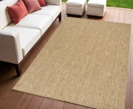 4' X 6' Natural Geometric Indoor Outdoor Area Rug