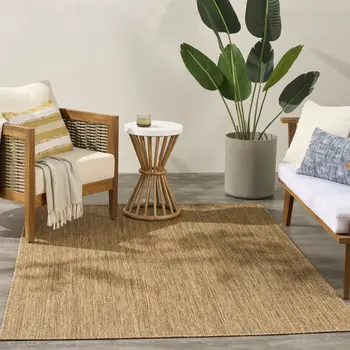 4' X 6' Natural Geometric Indoor Outdoor Area Rug