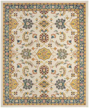 5' X 7' Ivory And Gold Floral Indoor Outdoor Area Rug