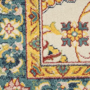 5' X 7' Ivory And Gold Floral Indoor Outdoor Area Rug