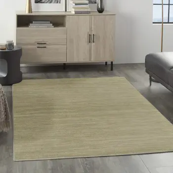 5' X 7' Green And Gold Abstract Indoor Outdoor Area Rug