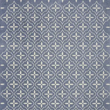 5' X 7' Blue And Ivory Geometric Indoor Outdoor Area Rug