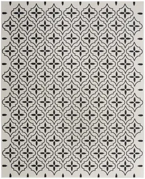 5' X 7' Ivory And Black Geometric Indoor Outdoor Area Rug