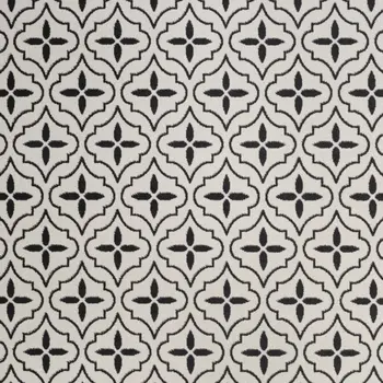 5' X 7' Ivory And Black Geometric Indoor Outdoor Area Rug