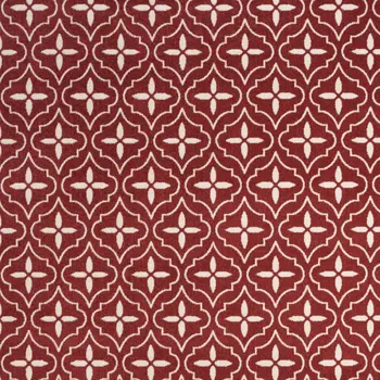 5' X 7' Brick Red And Ivory Geometric Indoor Outdoor Area Rug