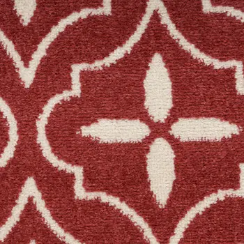 5' X 7' Brick Red And Ivory Geometric Indoor Outdoor Area Rug