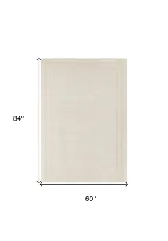 5' X 7' Ivory And Gold Indoor Outdoor Area Rug