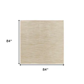 7' Ivory And Gold Square Abstract Indoor Outdoor Area Rug