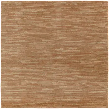 7' Rust Square Abstract Indoor Outdoor Area Rug