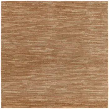 7' Rust Square Abstract Indoor Outdoor Area Rug