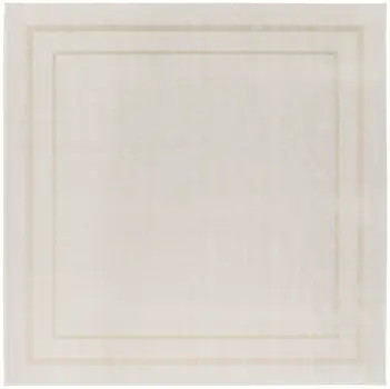 7' Ivory And Gold Square Indoor Outdoor Area Rug