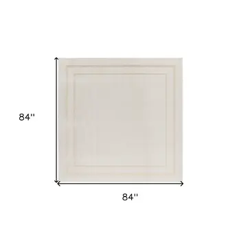 7' Ivory And Gold Square Indoor Outdoor Area Rug