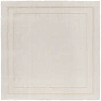 7' Ivory And Gold Square Indoor Outdoor Area Rug