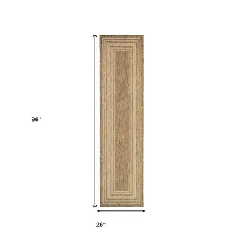 8' Natural Geometric Indoor Outdoor Runner Rug